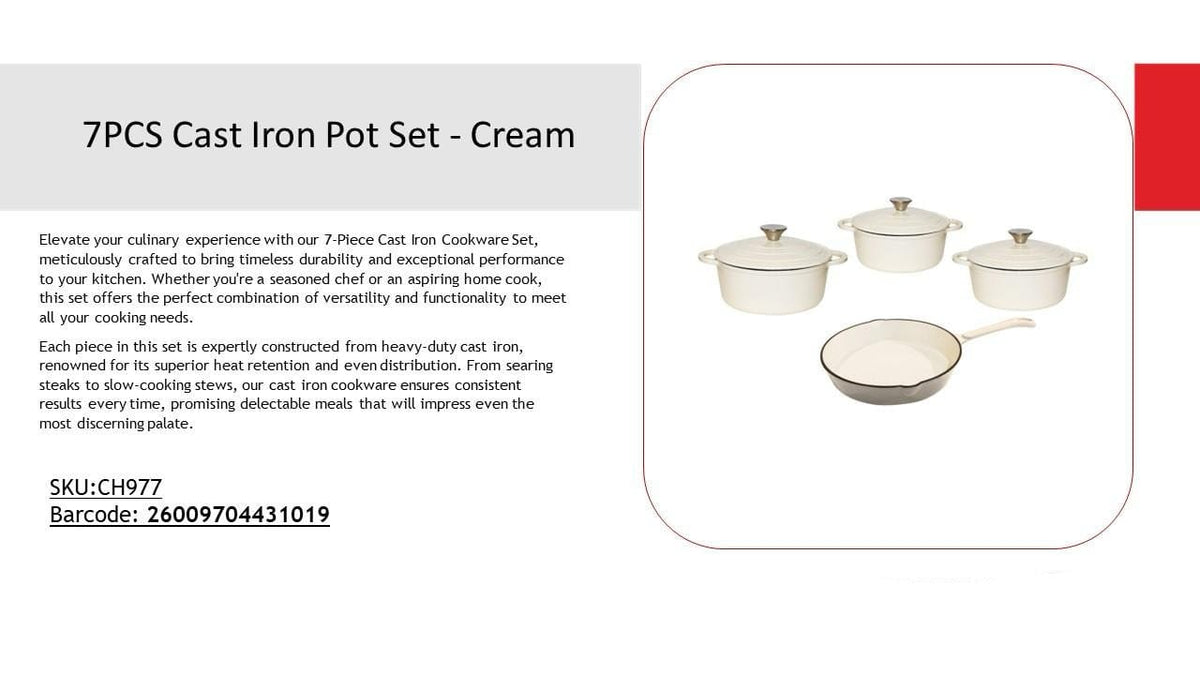 Continental Homeware BOWL Cast Iron Pot Set 7 Piece Cream CH977 (7523514482777)