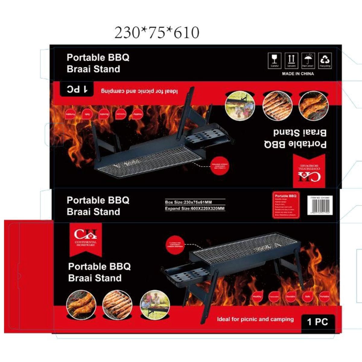 Continental Homeware BRAAI STAND Continental Homeware Foldable Braai Stand CH1060
