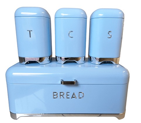 Continental Homeware Bread Bin Continental Homeware Deluxe Edition Bread Bin With 3 Piece Canister Set Blue CH887