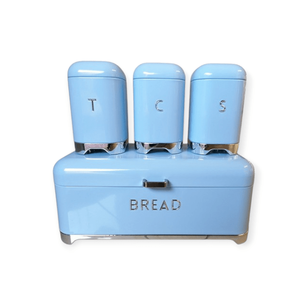 Continental Homeware Bread Bin Continental Homeware Deluxe Edition Bread Bin With 3 Piece Canister Set Blue CH887