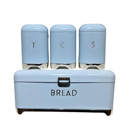Continental Homeware Bread Bin Continental Homeware Deluxe Edition Bread Bin With 3 Piece Canister Set Blue CH887