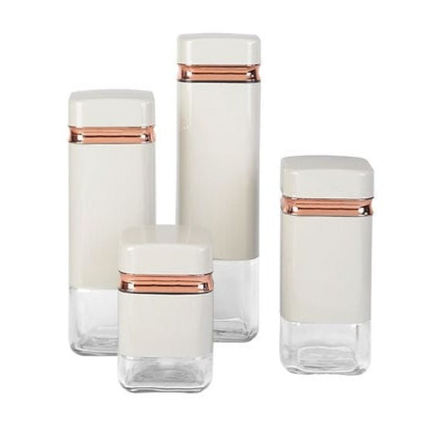 Continental Homeware CANISTER Continental Homeware 4Pc Square Canister Set Cream CH836 (7305510191193)