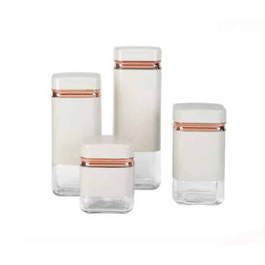 Continental Homeware CANISTER Continental Homeware 4Pc Square Canister Set Cream CH836 (7305510191193)
