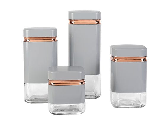 Continental Homeware CANISTER Continental Homeware 4Pc Square Canister Set Grey CH838 (7305512976473)