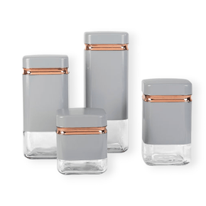 Continental Homeware CANISTER Continental Homeware 4Pc Square Canister Set Grey CH838 (7305512976473)