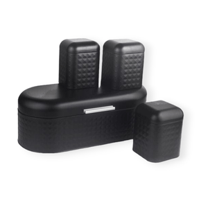 Continental Homeware CANISTER Continental Homeware Diamond Bread Bin with 3Pcs Canisters Black CH855 (7305515892825)