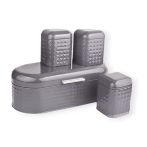 Continental Homeware CANISTER Continental Homeware Diamond Bread Bin with 3Pcs Canisters Grey Price CH859 (7305519628377)