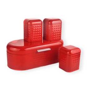 Continental Homeware CANISTER Continental Homeware Diamond Bread Bin with 3Pcs Canisters Red Price CH857 (7305518350425)