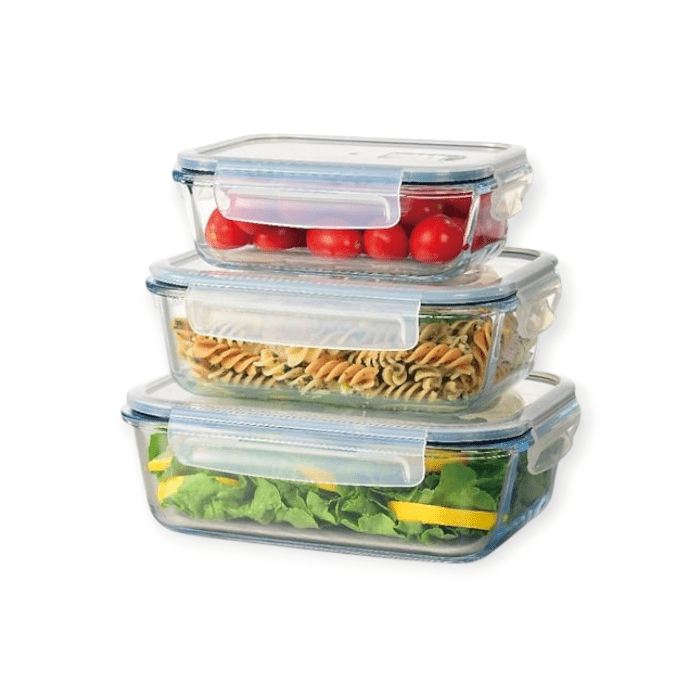 Continental Homeware Food Storage Continental Homeware Glass Lunch Box 3 Piece Set Clear CH1064 (7915101683801)