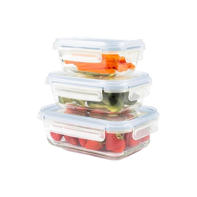 Continental Homeware Food Storage Continental Homeware Glass Lunch Box 3 Piece Set Clear CH1064 (7915101683801)