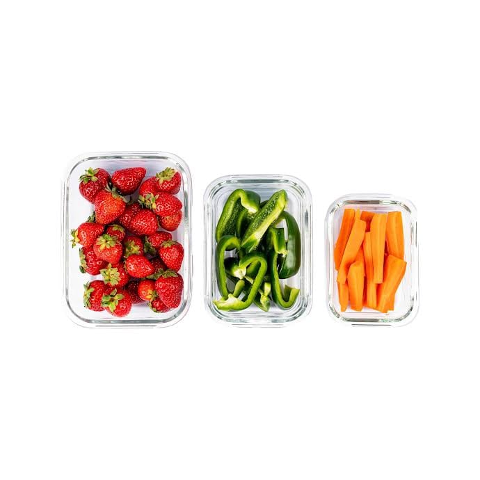 Continental Homeware Food Storage Continental Homeware Glass Lunch Box 3 Piece Set Clear CH1064 (7915101683801)