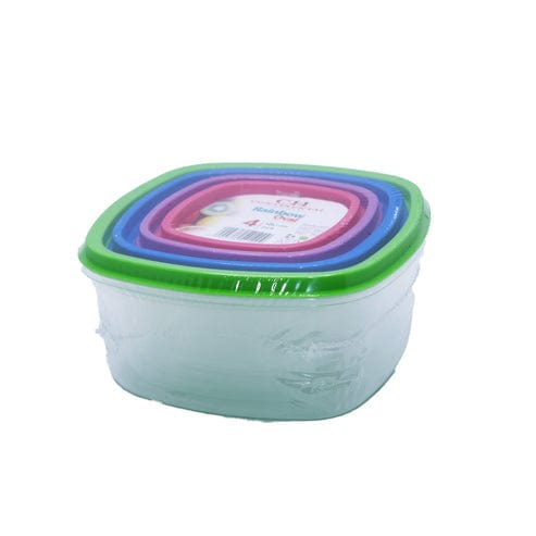 Continental Homeware LUNCH BOX Continental Homeware 4-Piece Set Rainbow Oval Container CH1049