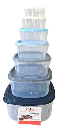 Continental Homeware LUNCH BOX Continental Homeware 7-Piece Set Rainbow Oval Container CH1045