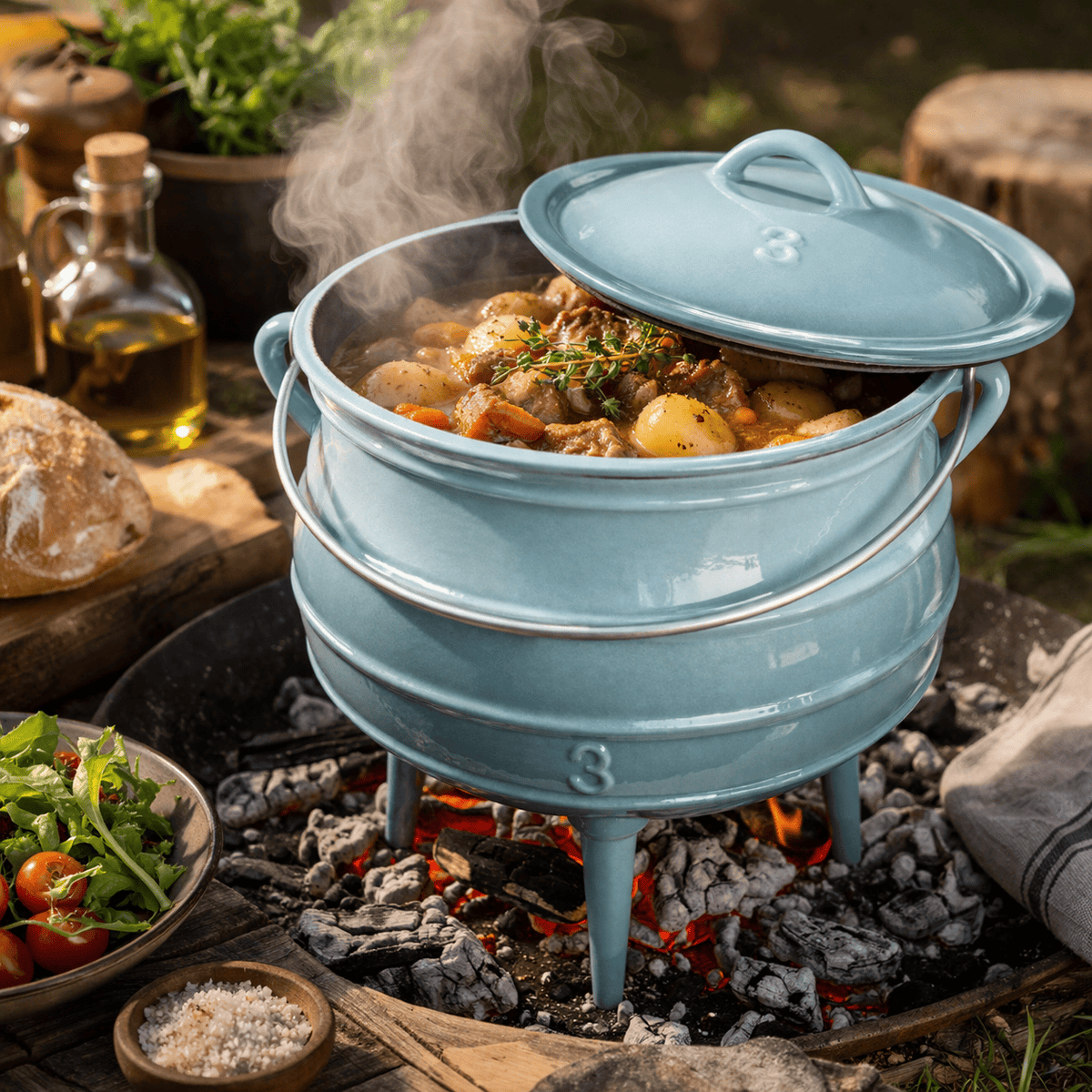 Continental Homeware Pot CH Cast Iron 3 Leg Potjie Pot Cream CH1528