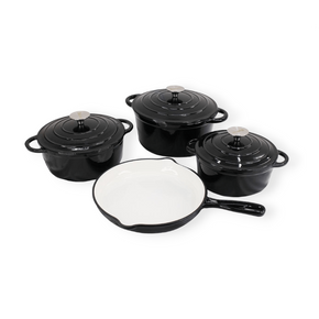 Continental Homeware POTS Cast Iron Pot Set 7 Piece Black IMP554 (6957712736345)