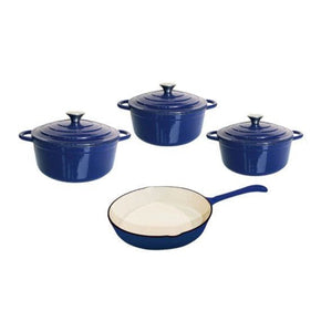 Continental Homeware POTS Cast Iron Pot Set 7 Piece Enamel Blue CH1156