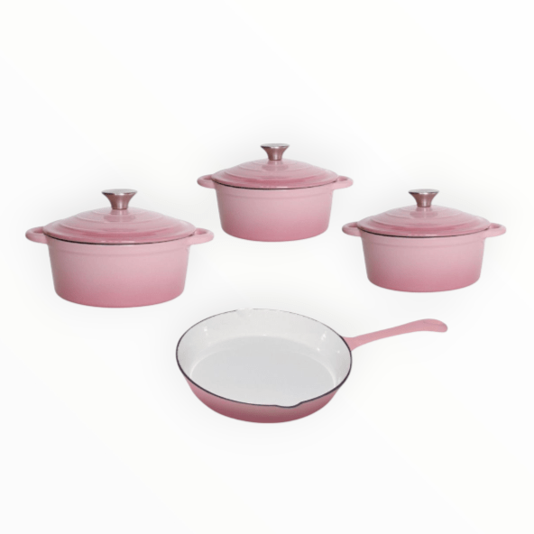 Continental Homeware POTS Cast Iron Pot Set 7 Piece Enamel Pink CH1155