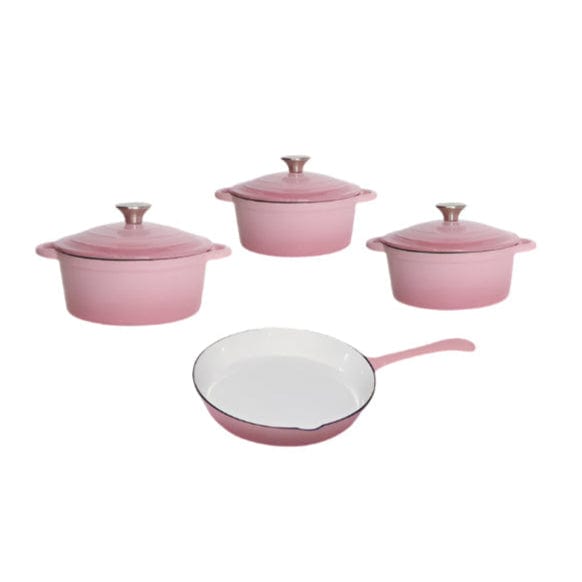 Continental Homeware POTS Cast Iron Pot Set 7 Piece Enamel Pink CH1155