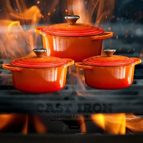 Continental Homeware POTS Cast Iron Pot Set 7 Piece Orange CH1043 (6957839679577)