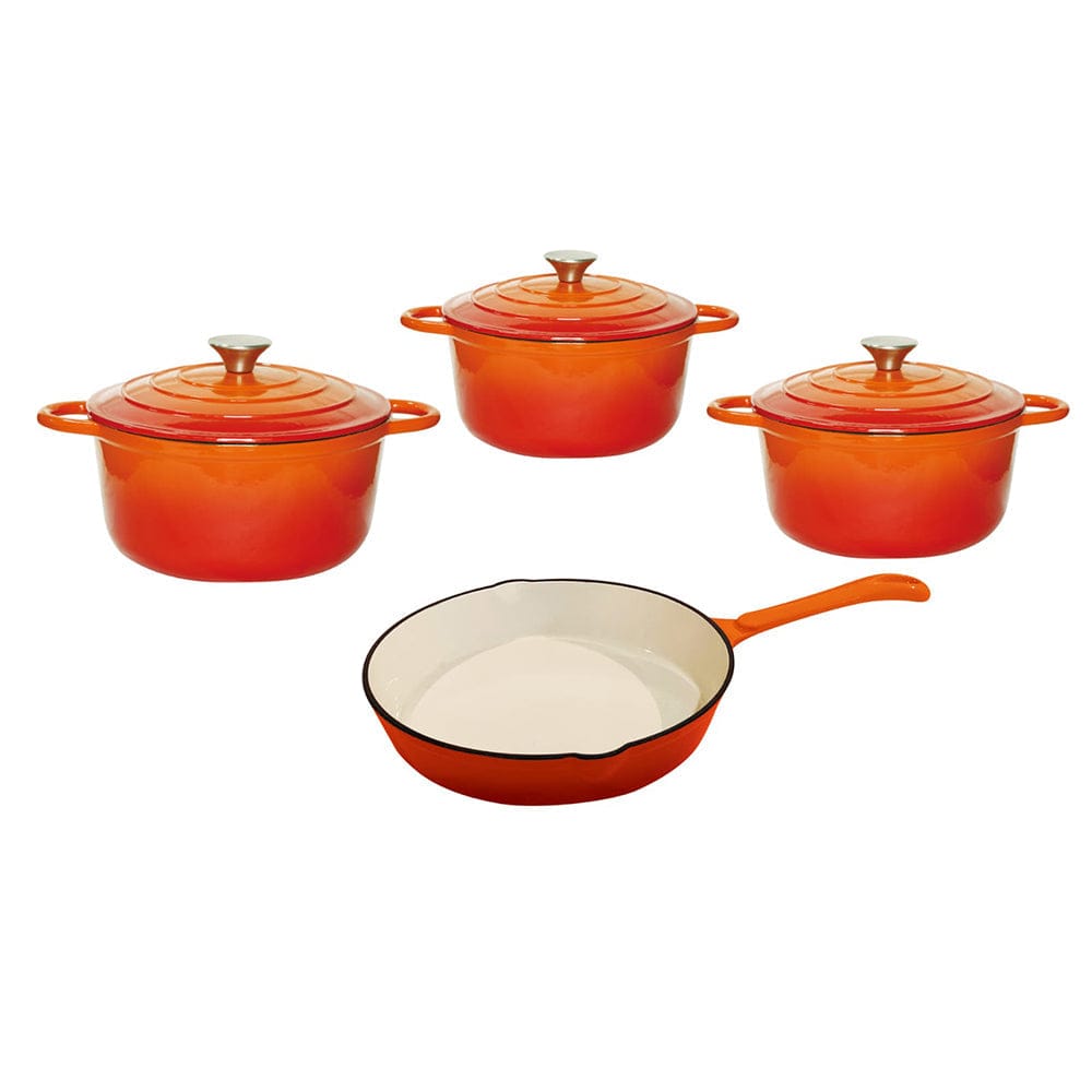Continental Homeware POTS Cast Iron Pot Set 7 Piece Orange CH1043 (6957839679577)