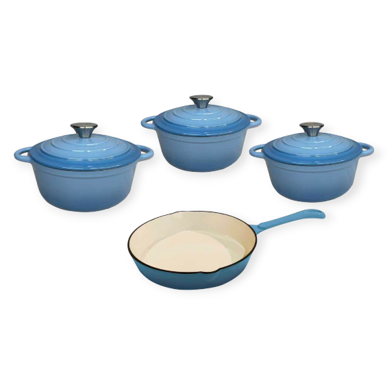 Continental Homeware POTS Cast Iron Pot Set 7 Piece Sky Blue CH1284