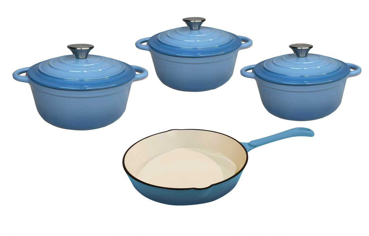 Continental Homeware POTS Cast Iron Pot Set 7 Piece Sky Blue CH1284
