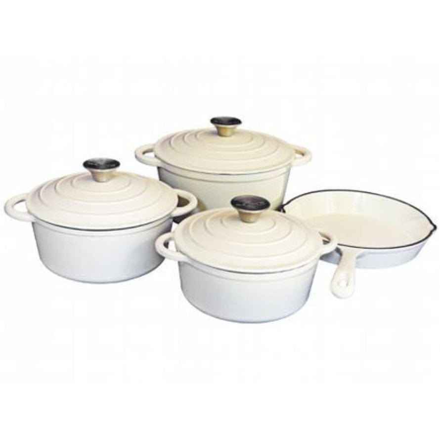 Continental Homeware POTS Cast Iron Pot Set 7 Piece White IMP553 (7304552218713)