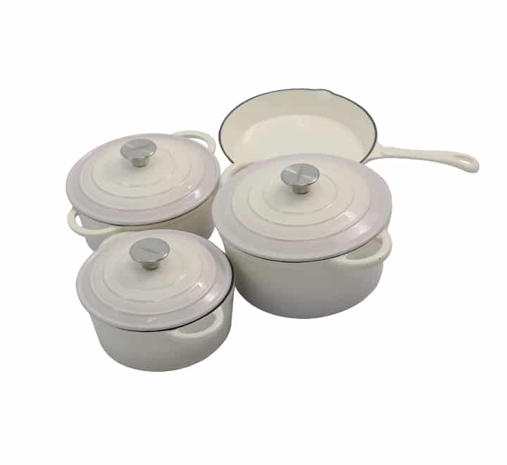 Continental Homeware POTS Cast Iron Pot Set 7 Piece White IMP553 (7304552218713)