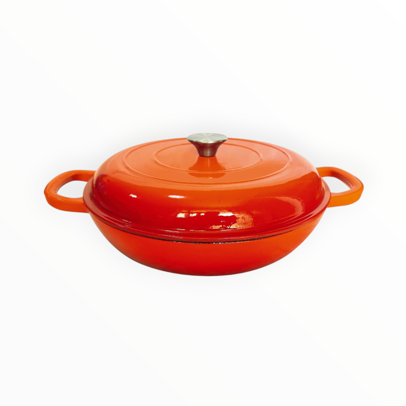 Continental Homeware POTS Cast Iron Saucepan 30cm Enamel Orenge CH1224