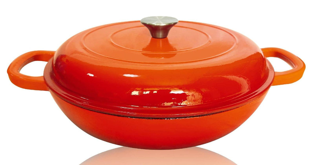 Continental Homeware POTS Cast Iron Saucepan 30cm Enamel Orenge CH1224