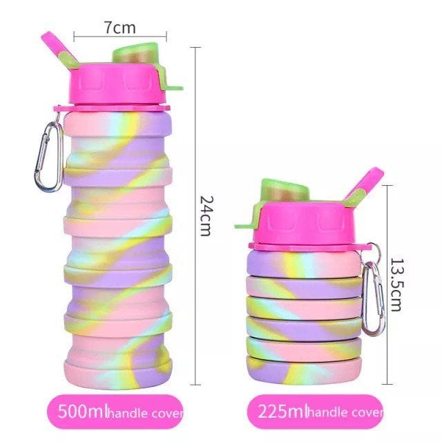 Continental Homeware Water Bottle Collapsible Silicone Water Bottle 500ml Adjustable to 225ml