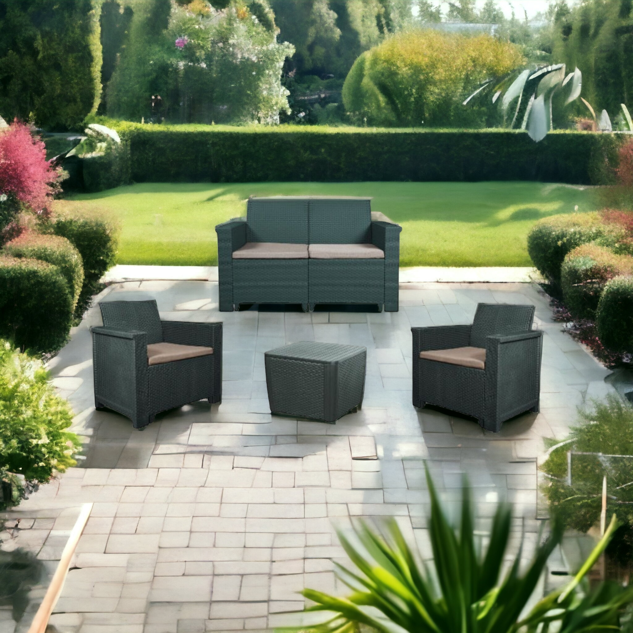 Contour Patio Sets Contour Jabulani Outdoor Patio Set 4-Piece Graphite