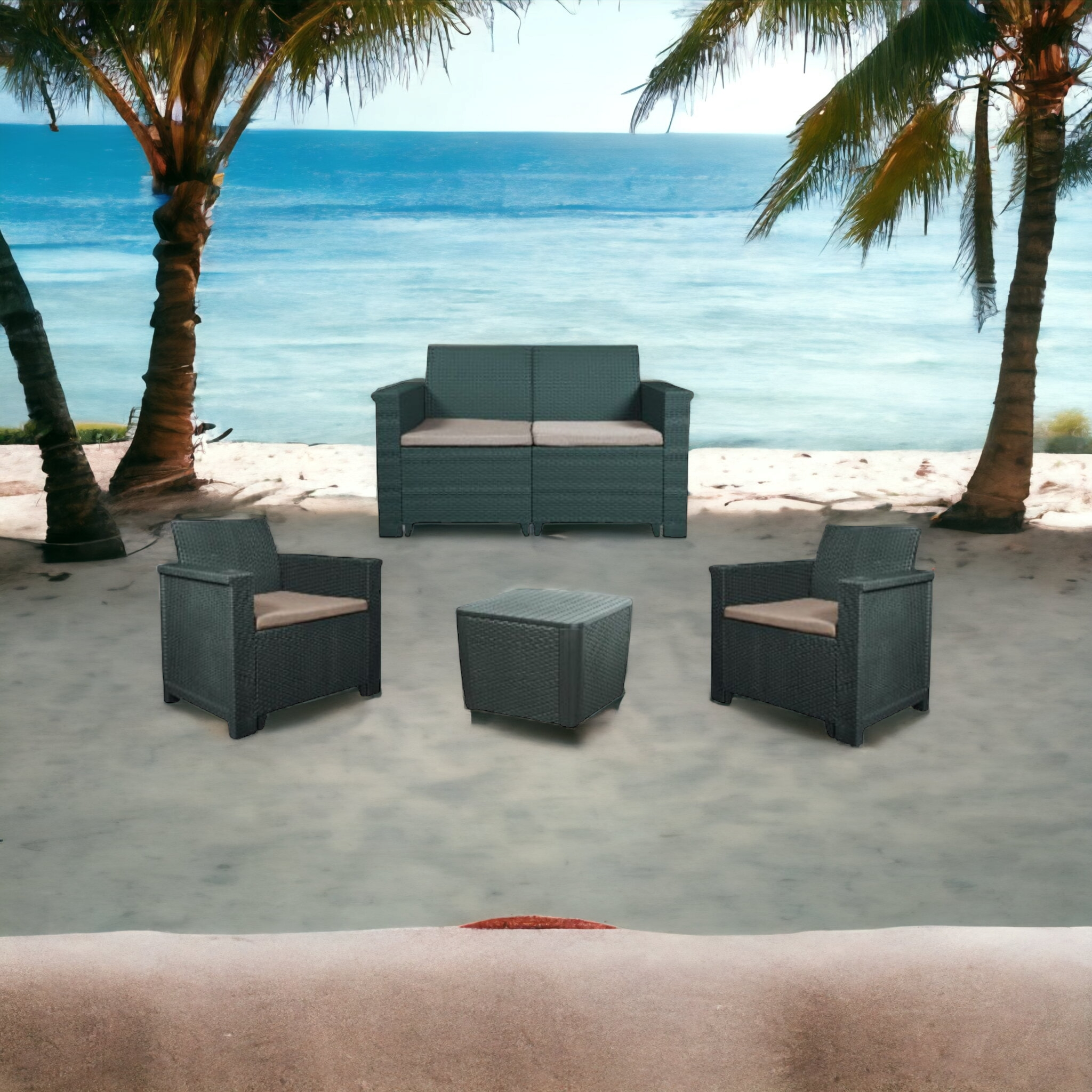 Contour Patio Sets Contour Jabulani Outdoor Patio Set 4-Piece Graphite