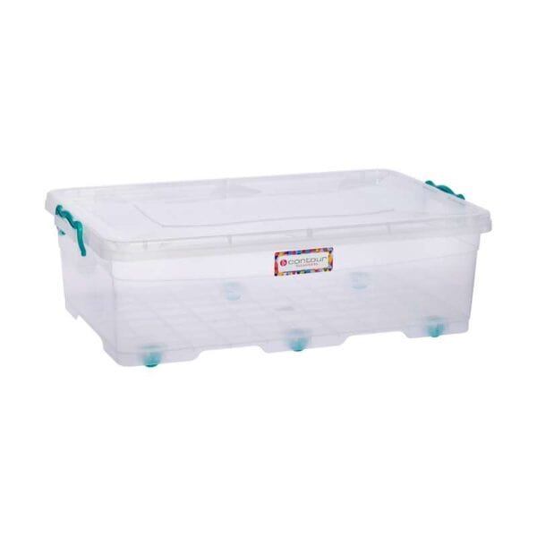 contour STORAGE BOX Contour Clip And Lock Storage Box Clear With Wheels 30 Litre P3552 (6536152350809)