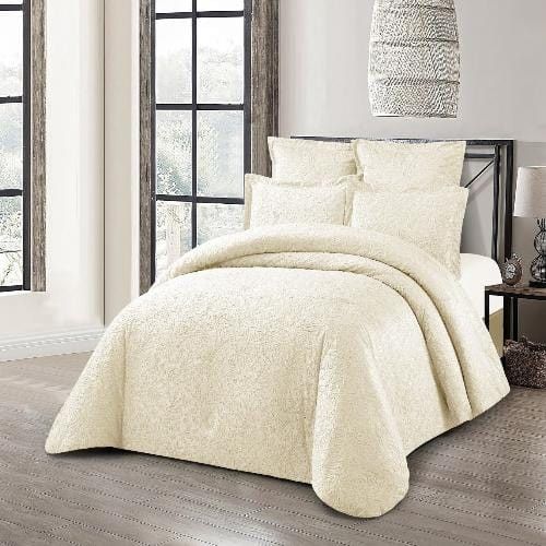 Cotton Co Madrid Jacquard Comforter 5 Piece Queen Cream MAC13