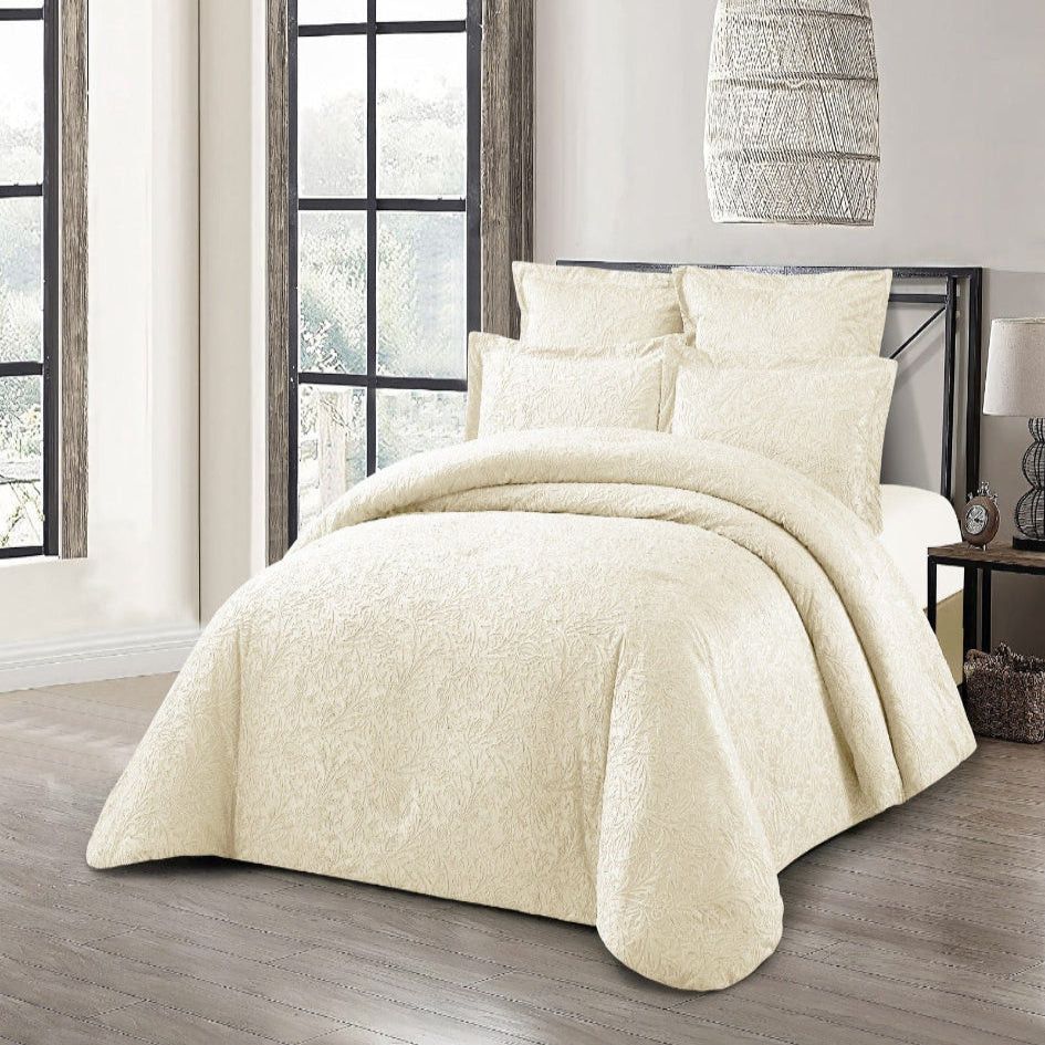 Cotton Co Madrid Jacquard Comforter 5 Piece Queen Cream MAC13