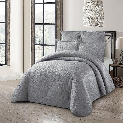 Cotton Co Bedroom & Bathroom Cotton Co Florence Jacquard Comforter 5 Piece Queen Silver Fl08