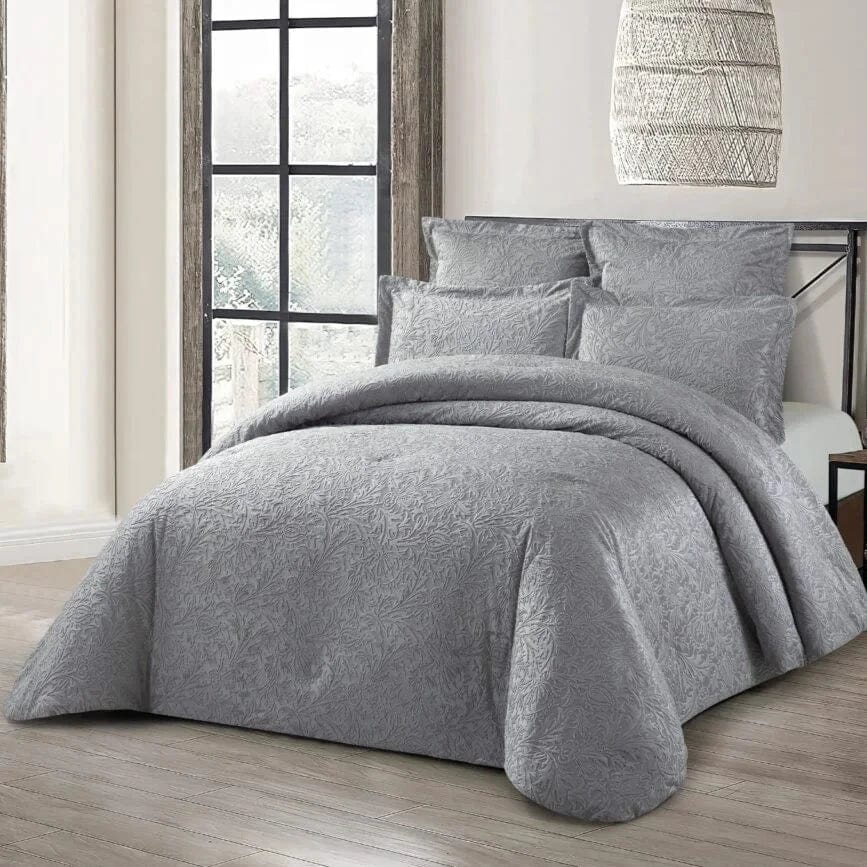 Cotton Co Bedroom & Bathroom Cotton Co Florence Jacquard Comforter 5 Piece Queen Silver Fl08