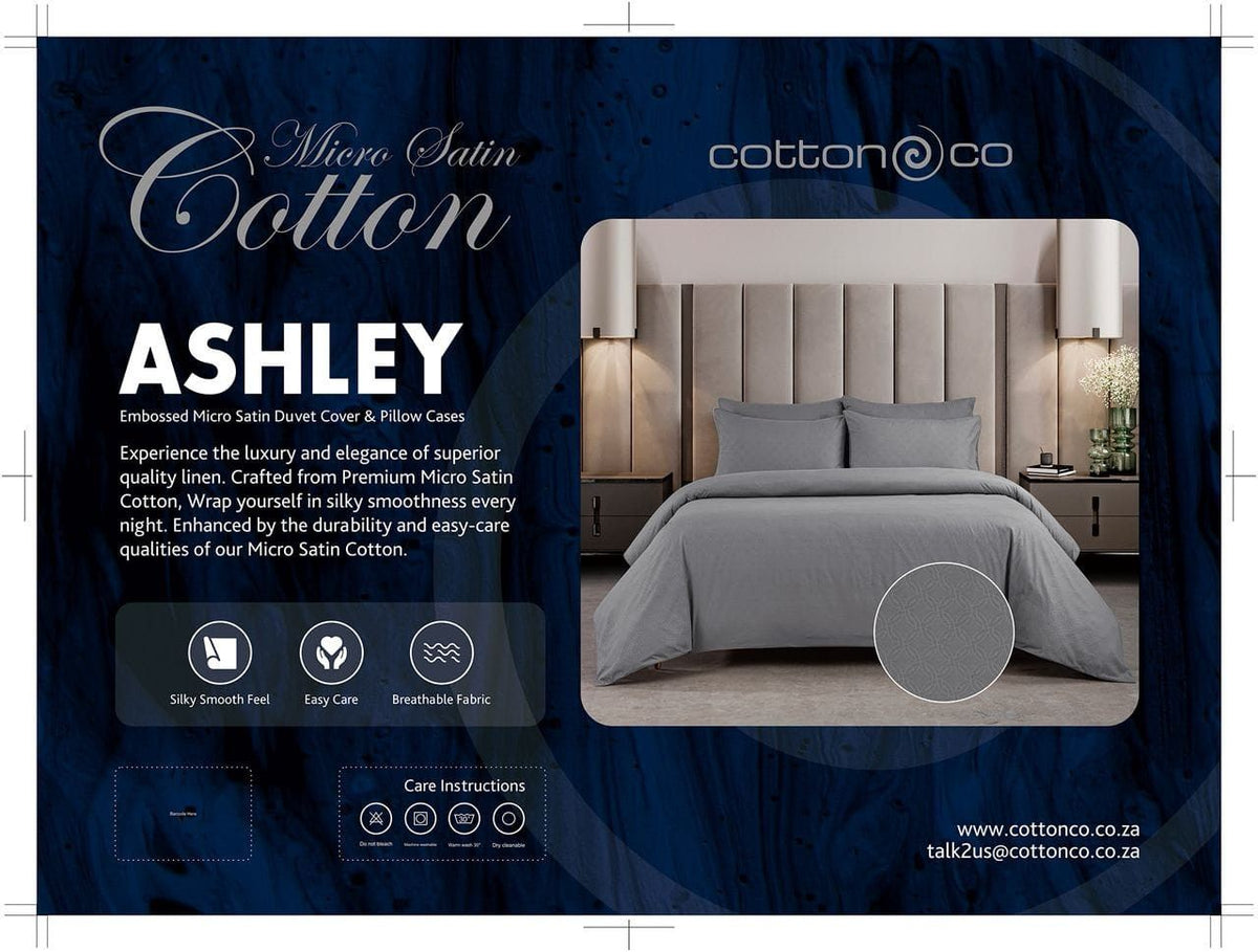 Cotton Co Duvet Cover Cotton Co Ashley Dark Grey Embossed Micro Satin Duvet Covers Set