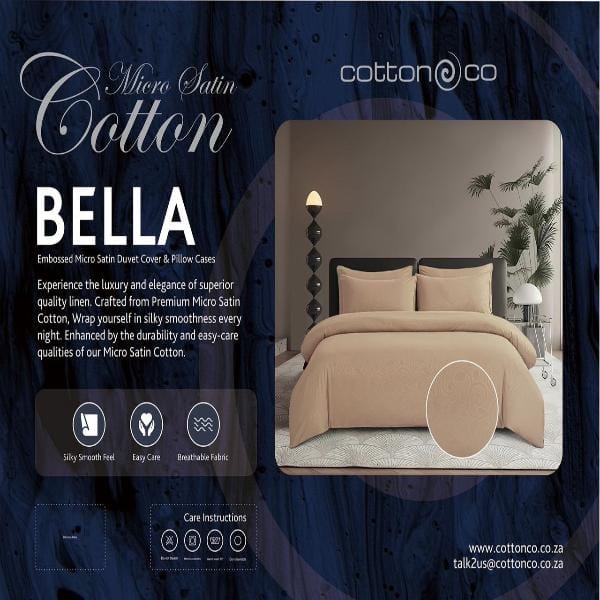 Cotton Co Duvet Cover Single Cotton Co Bella Stone Embossed Micro Satin Duvet Cover Set (7811161194585)