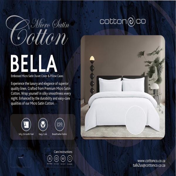 Cotton Co Duvet Cover Single Cotton Co Bella White Embossed Micro Satin Duvet Cover Set (7811082944601)