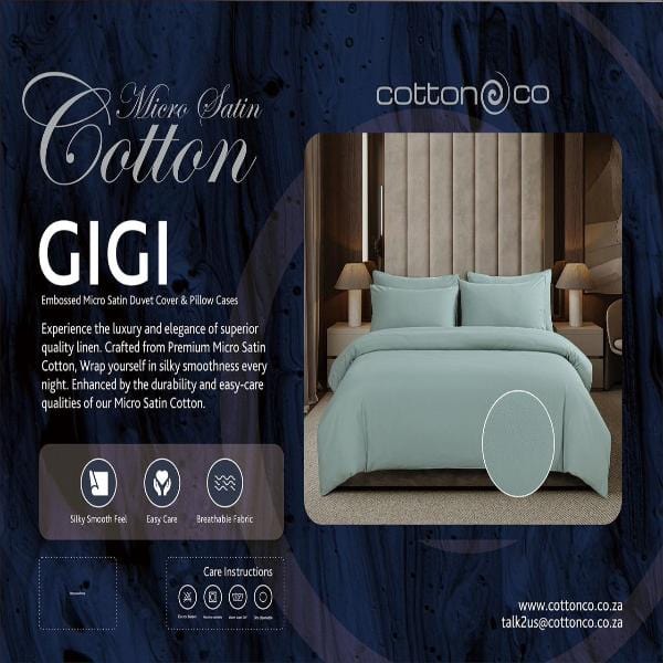 Cotton Co Duvet Cover Single Cotton Co Gigi Duck Egg Embossed Micro Satin Duvet Cover Set (7811172040793)