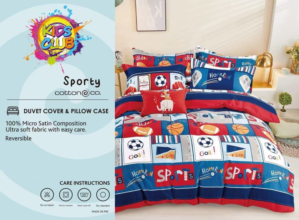 Cotton Co Duvet Cover Single Duvet Cover Set Kids Club Sporty Duvet Covers Set
