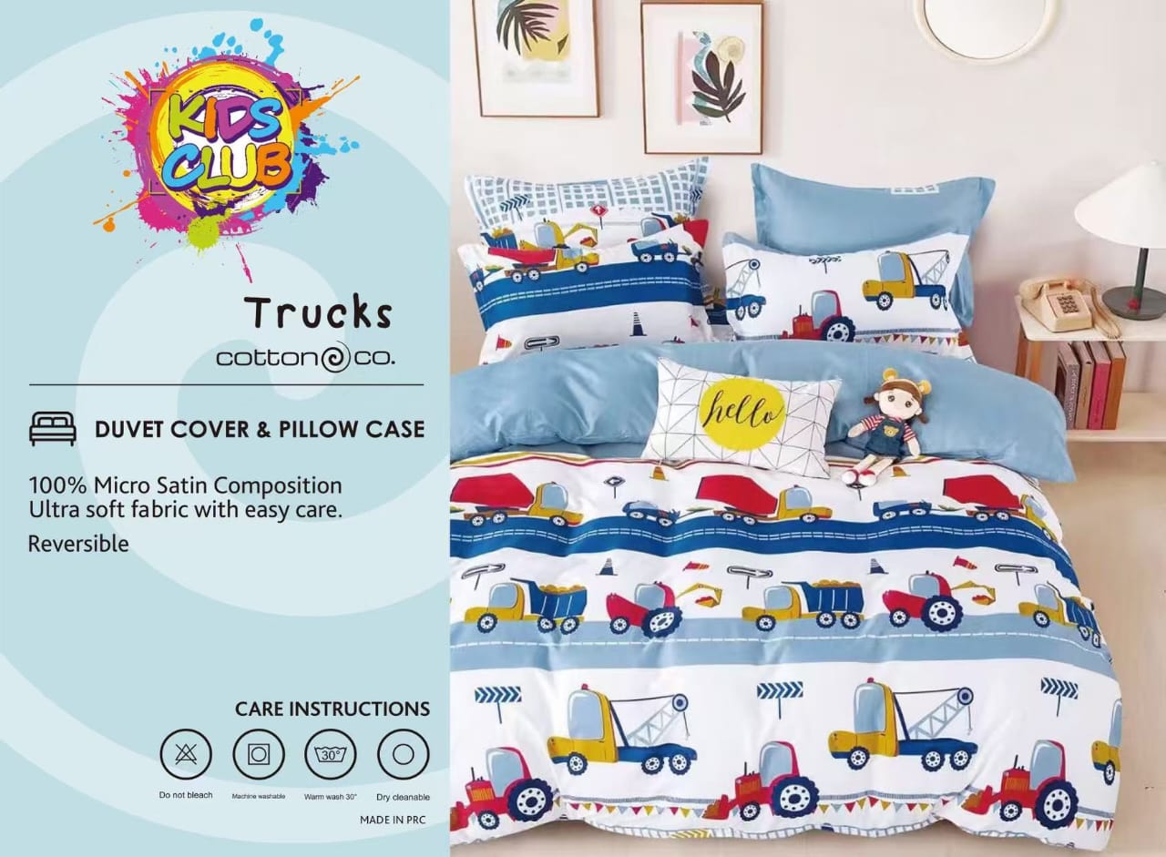 Cotton Co Duvet Cover Single Duvet Cover Set Kids Club Trucks Duvet Covers Set