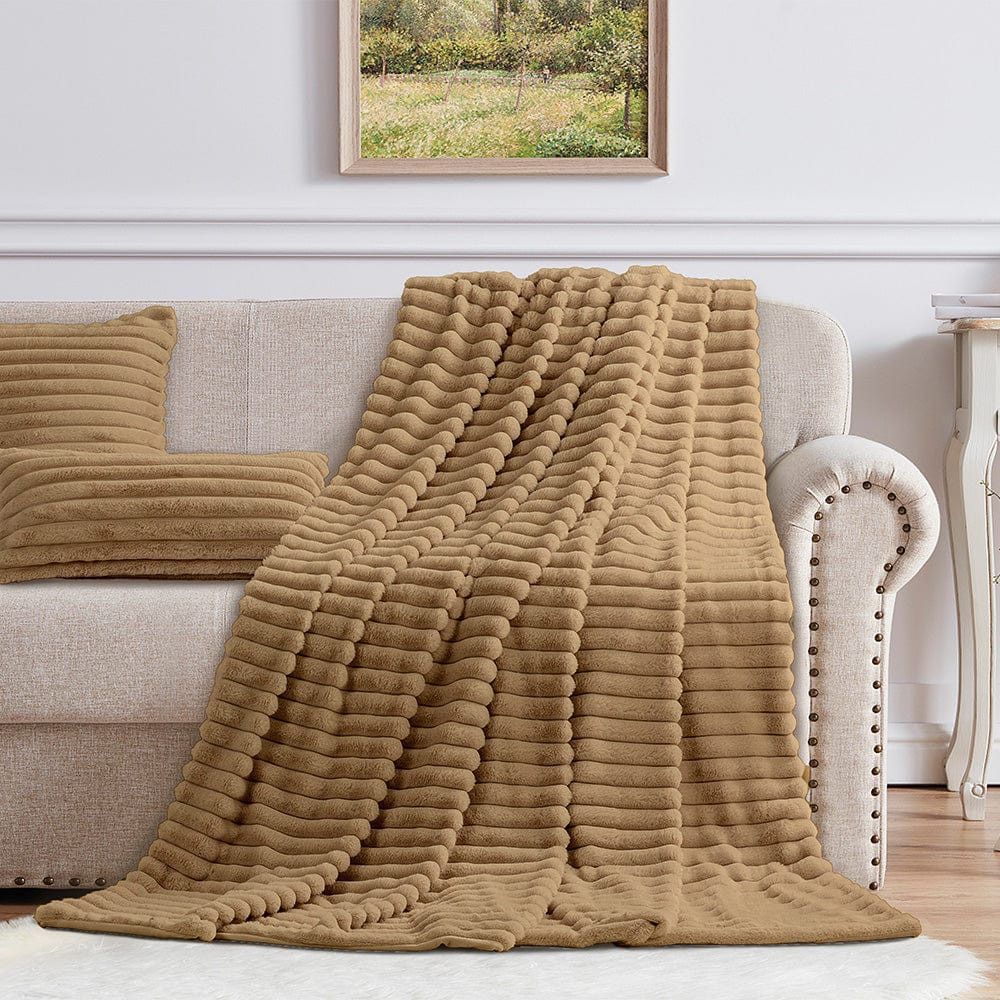 Cotton Co Fur Throw 120x180cm Cotton Co Milan Faux fux Throw Stone