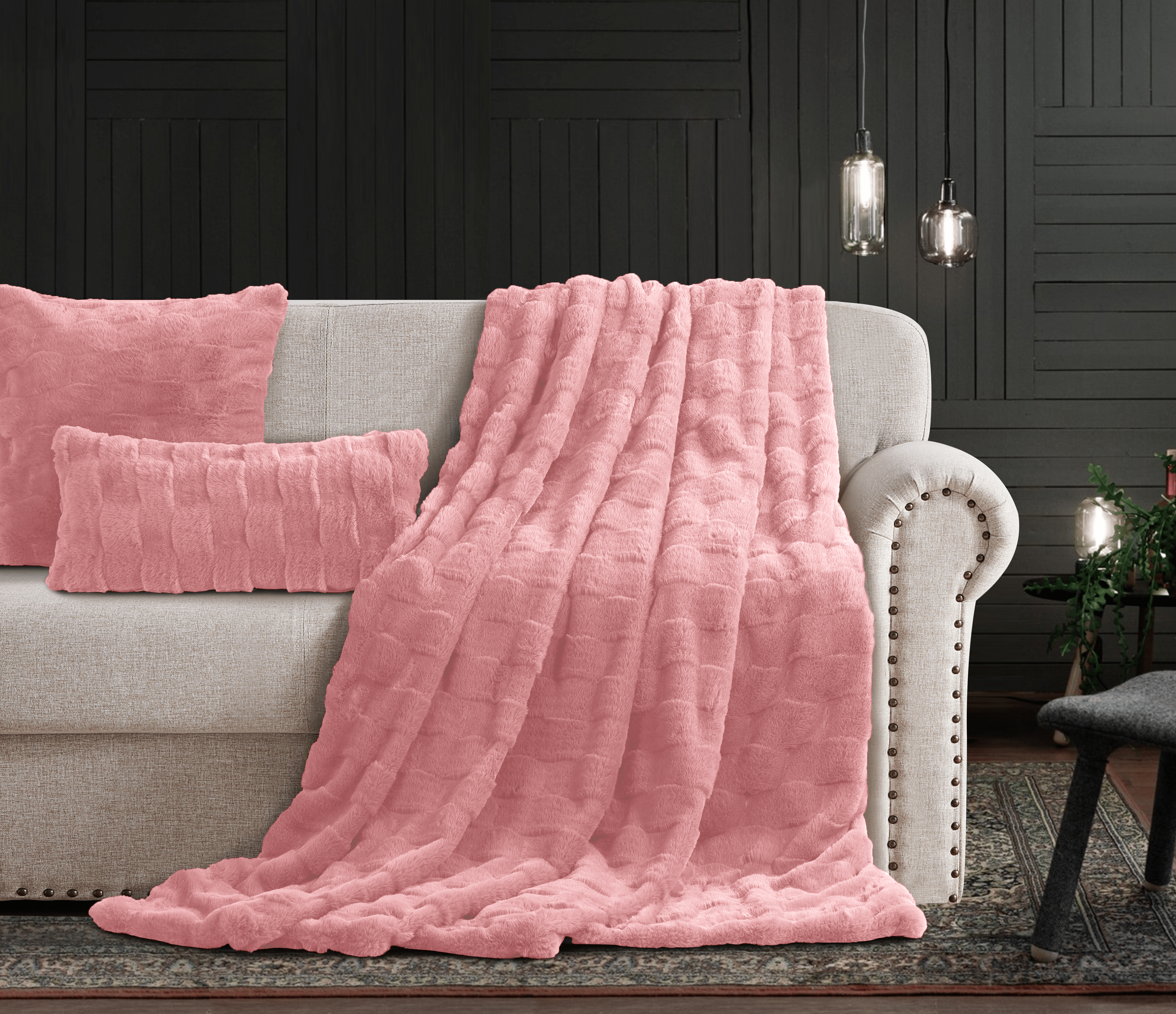 Cotton Co Fur Throw 120x180cm Cotton Co Prague Faux fux Throw 120 x 180cm Blush (7811207888985)