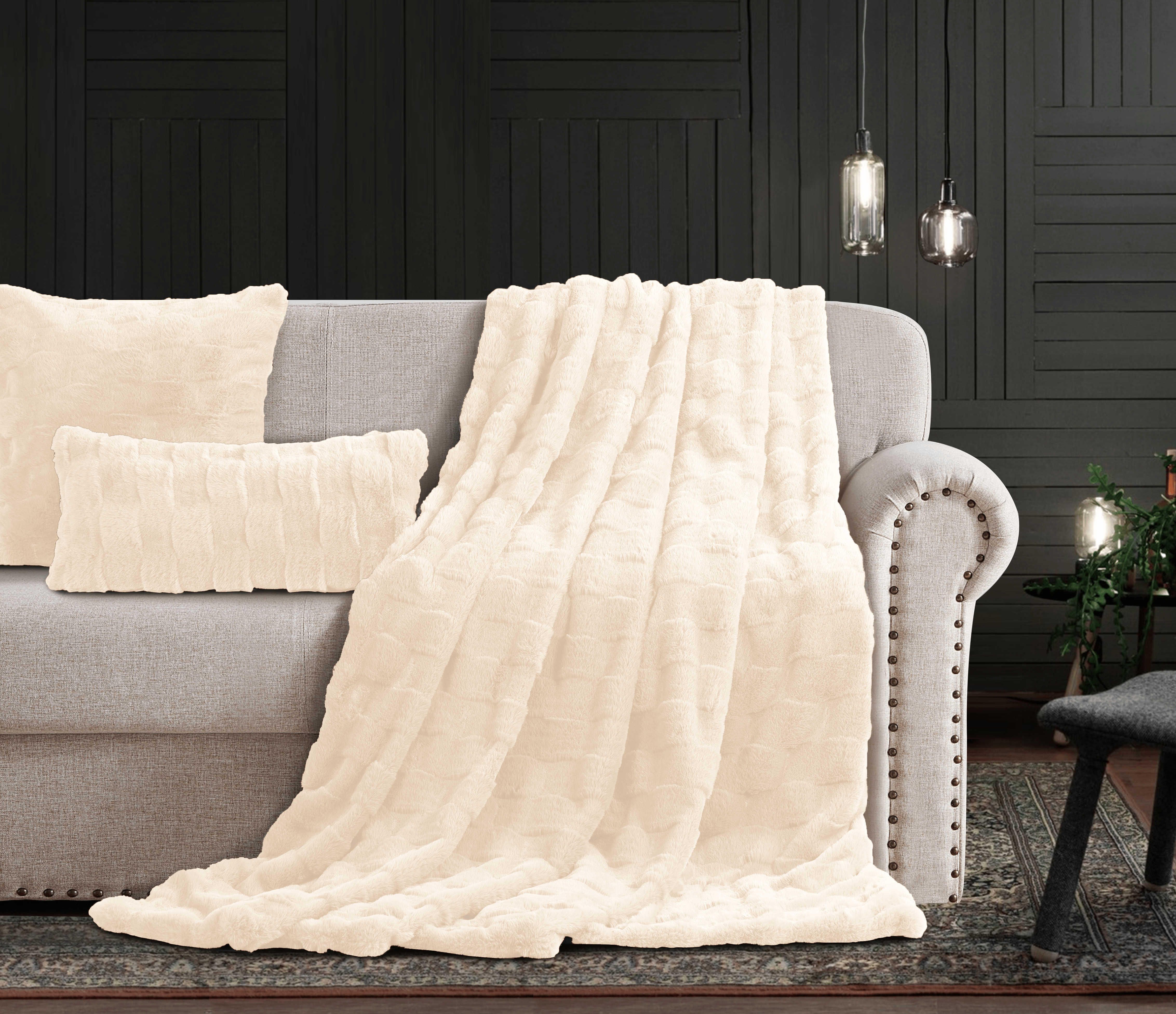 Cotton Co Fur Throw 120x180cm Cotton Co Prague Faux fux Throw 120 x 180cm Cream (7811205955673)