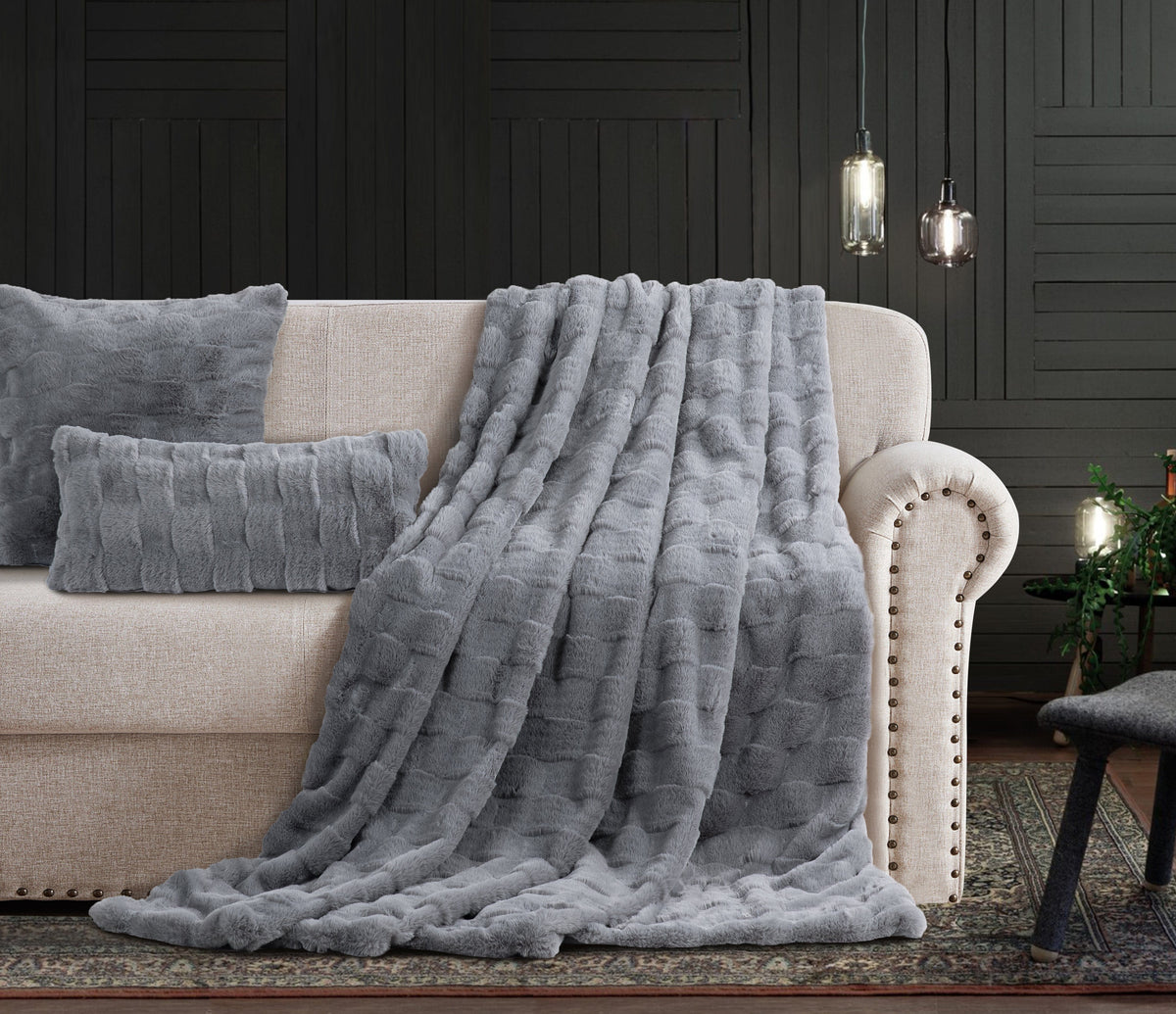 Cotton Co Fur Throw 120x180cm Cotton Co Prague Faux fux Throw 120 X 180cm Grey (7811204087897)