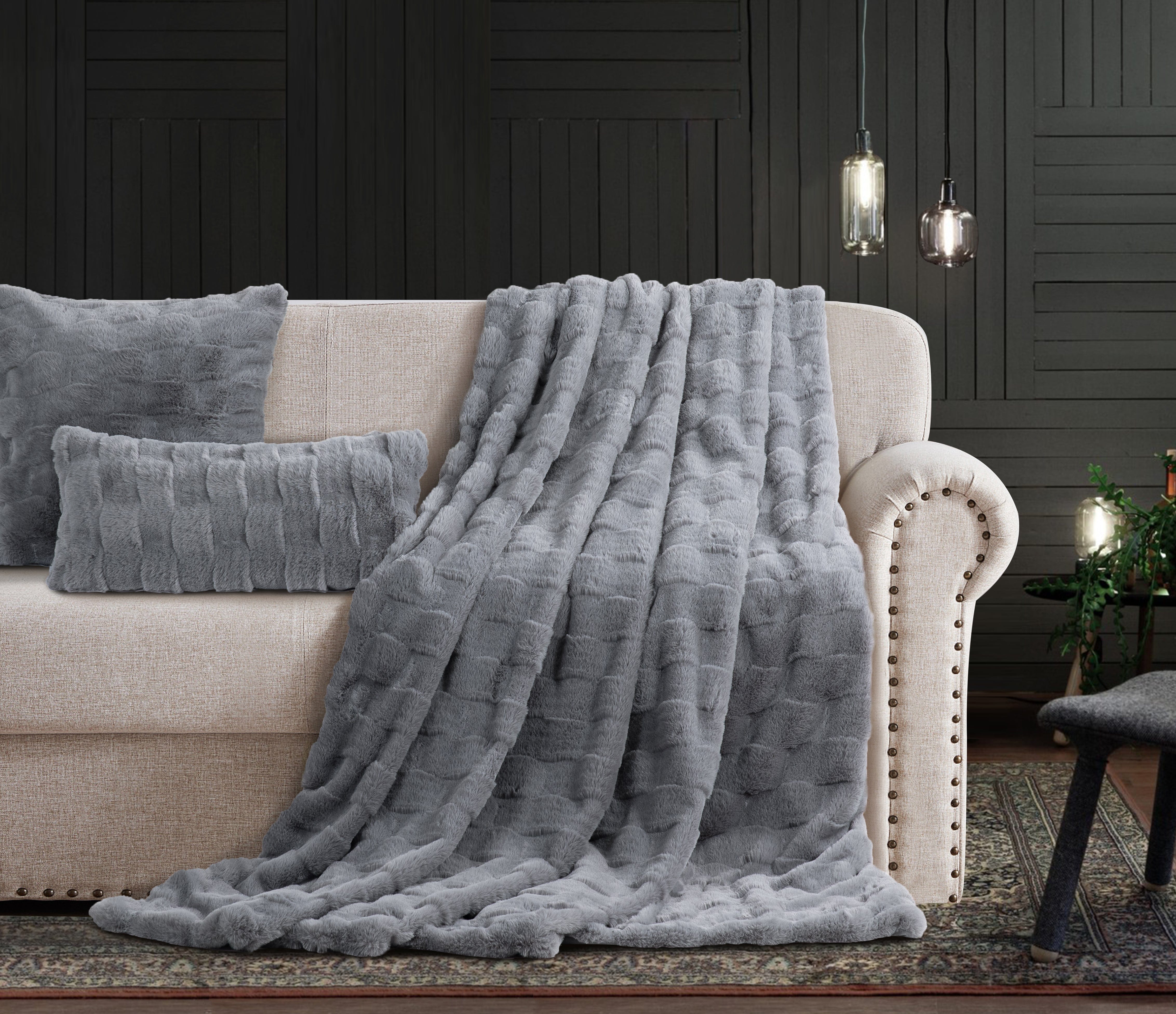 Cotton Co Fur Throw 120x180cm Cotton Co Prague Faux fux Throw 120 X 180cm Grey (7811204087897)