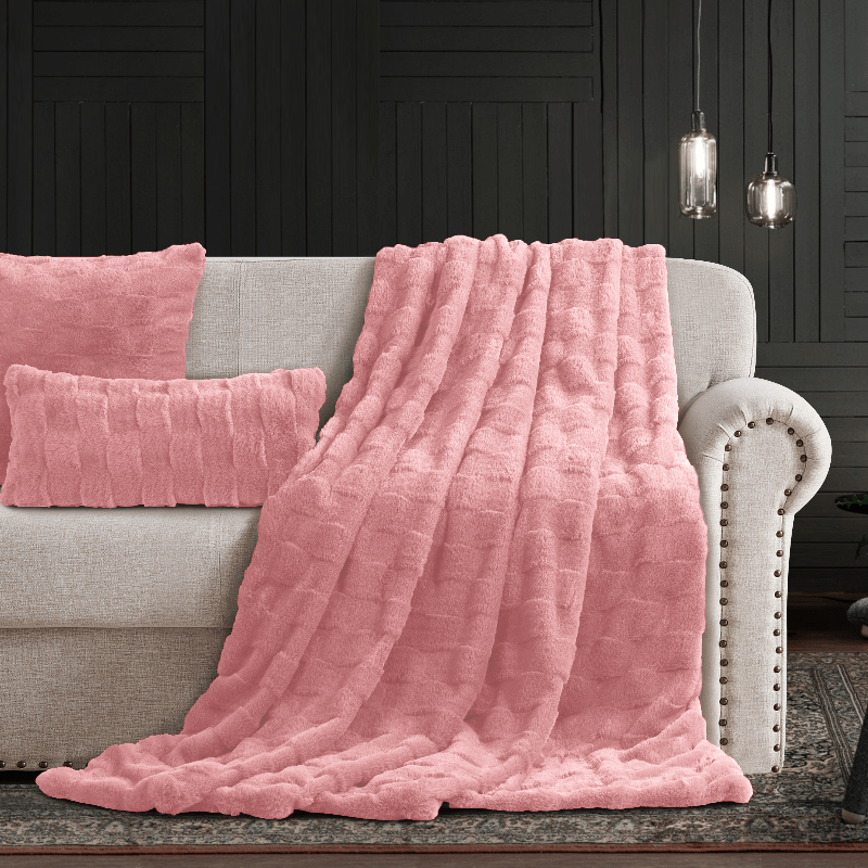 Cotton Co Fur Throw Cotton Co Prague Faux fux Throw 120 x 180cm Blush (7811207888985)